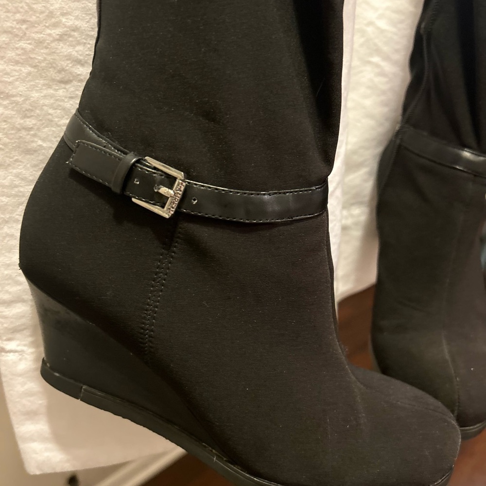 Ralph Lauren Tula Black Microfiber Stretch Fabric Boot 7.5 - Picture 3 of 11
